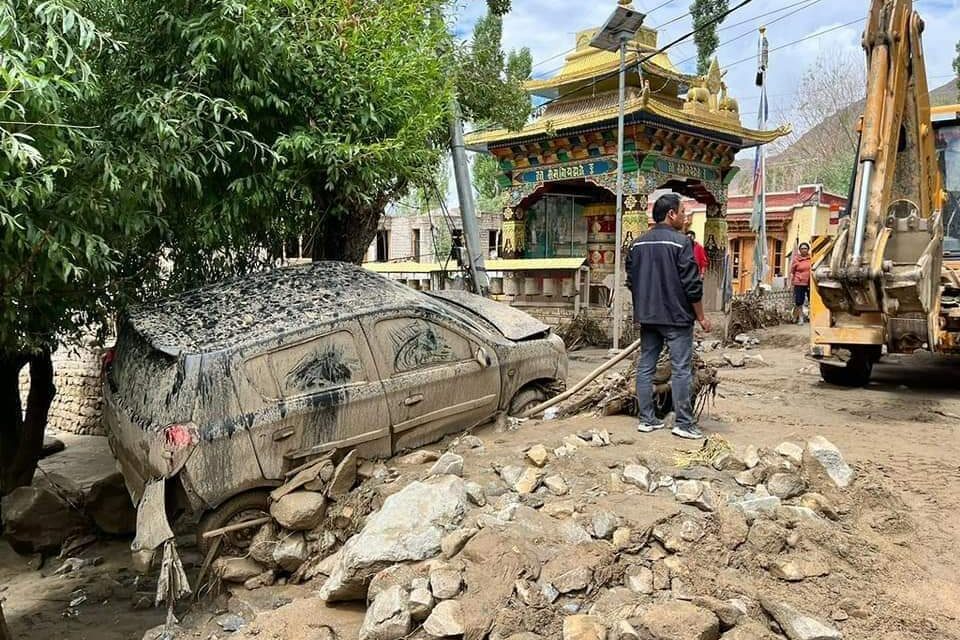 Cloudburst triggers flash floods in Ladakh; no loss of life reported