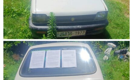 Police attaches vehicle of drug smuggler in Baramulla