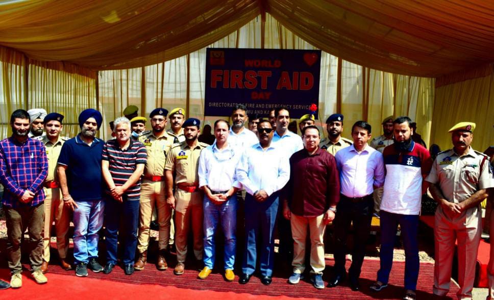 “World First Aid Day” observed in Fire & Emergency Services at headquarters of Batmaloo Srinagar & Gandhinagar Jammu