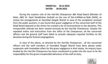 Mismanagement at Dargah Hazratbal: Staff Suspended