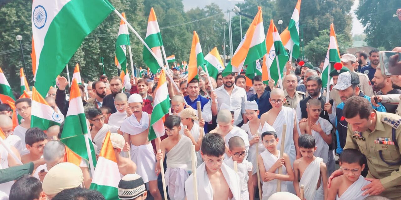 Gandhi Shanti rally conducted from Mini Secretariat Ganderbal to Madr-e-Meharban Stadium in Ganderbal