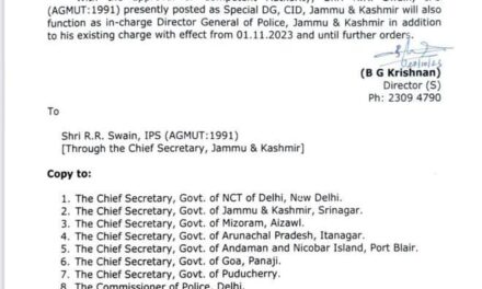 RR Swain to be new Director General of Police J&K