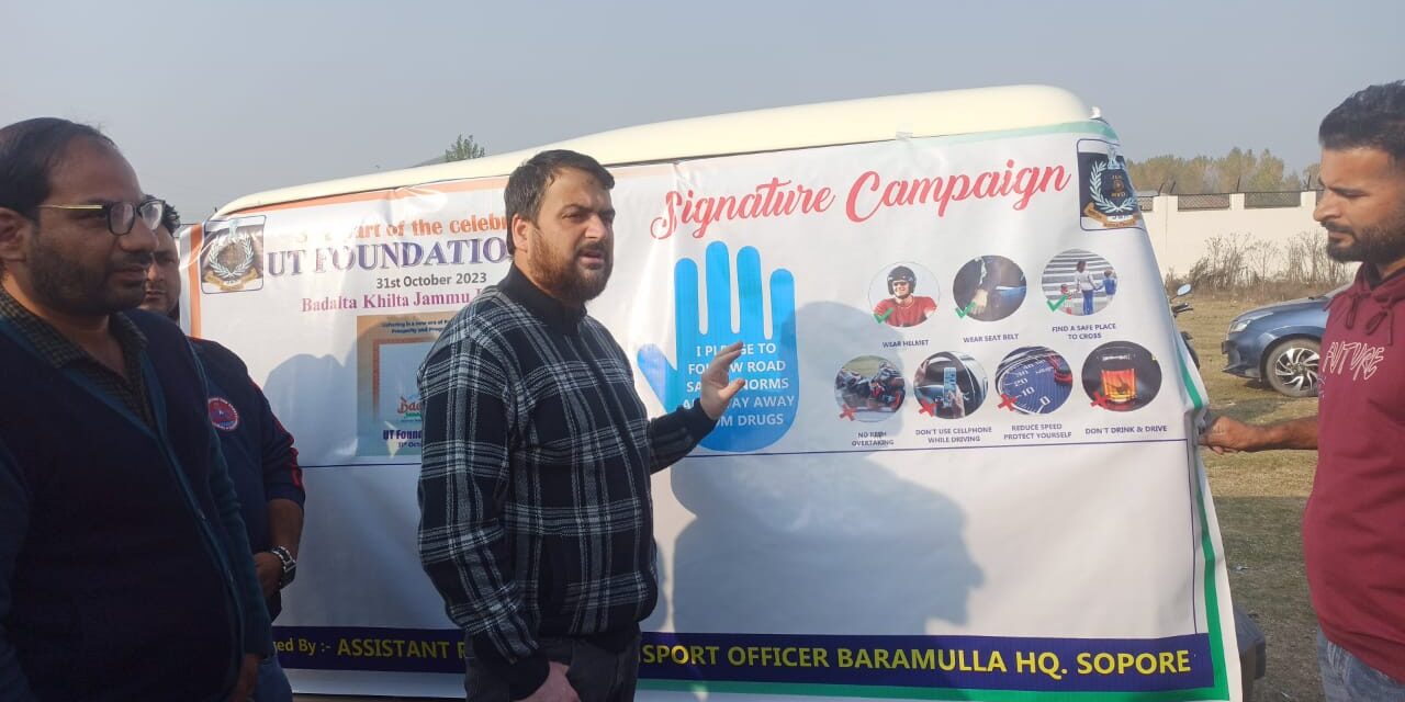 On UT Foundation Day:ARTO Office Baramulla Conducts a Signature Campaign to Raise Awareness among Transporters