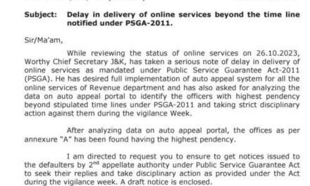 Revenue department cracks whip over delay in online services in J&K