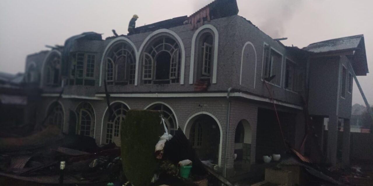 Three-story residential house gutted in a fire mishap in Srinagar