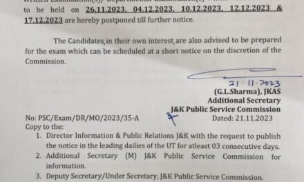 JKPSC Postpones Several Exams Scheduled in November, December