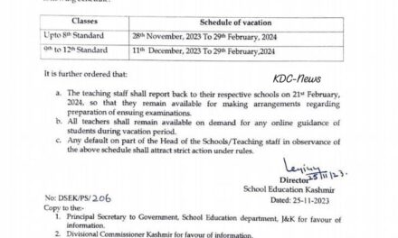 DSEK Announces Winter Vacations for Classes Upto 8th Standard from Nov 28, for Classes 9 to 12th from Dec 11