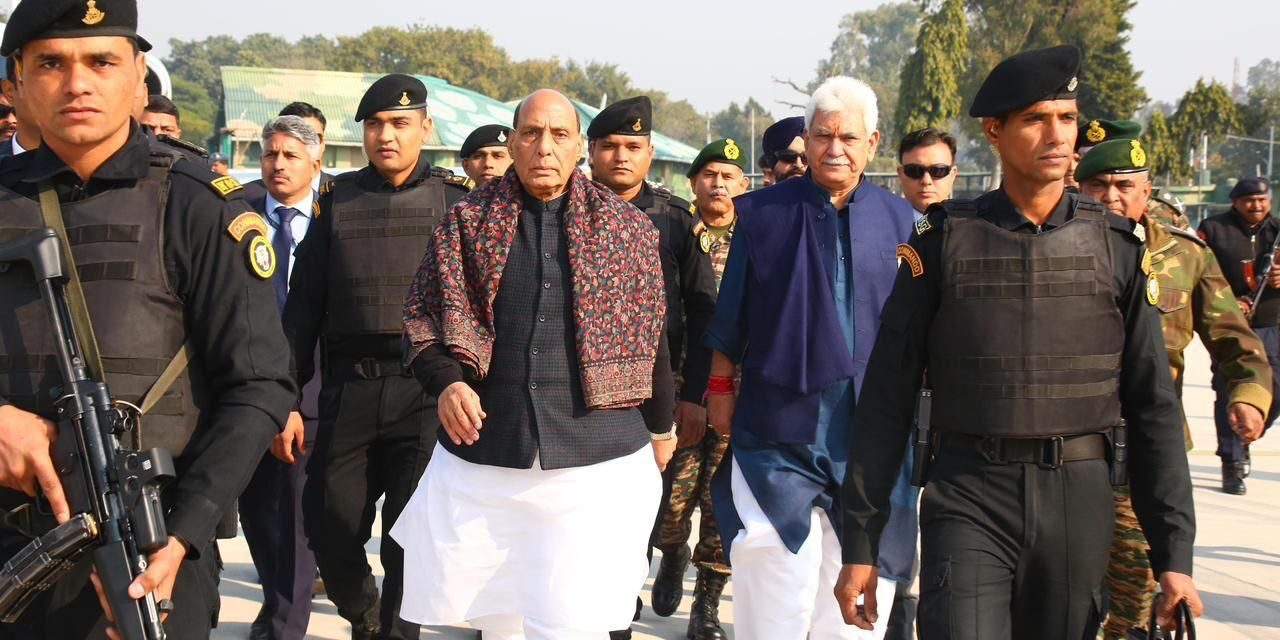 Defence Minister Rajnath Singh Arrives in Jammu