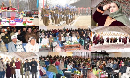 75th Republic Day celebrated with patriotic fervor in Ganderbal;DDC Chairperson unfurls National Flag at Qamaria Stadium