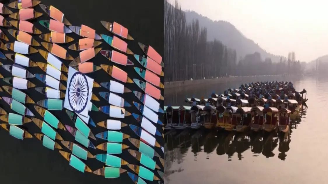 Shikaras decorated in colours of Indian flag create a visual treat in Srinagar