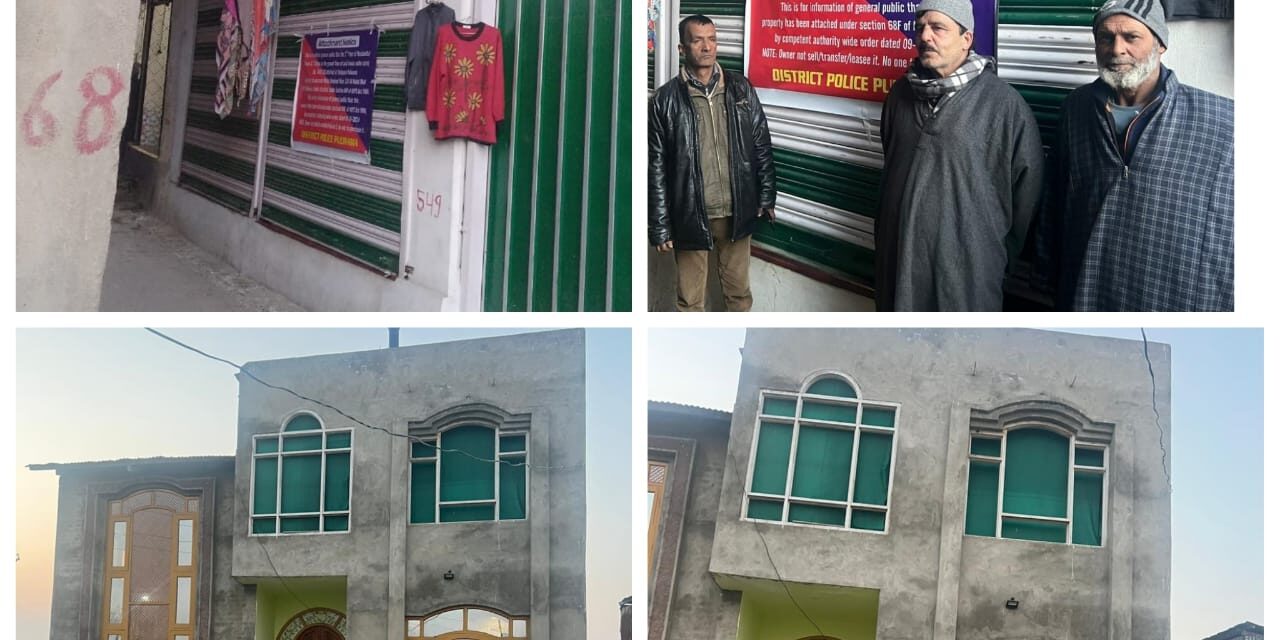 Properties of notorious drug paddlers worth lakhs attached in Pulwama