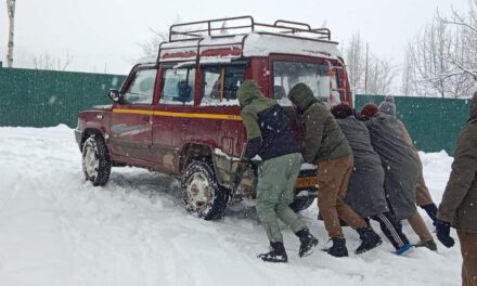 Budgam Police Comes to the Rescue: Assists Stranded Commuters and Patients in Snowfall and Slippery Road Conditions