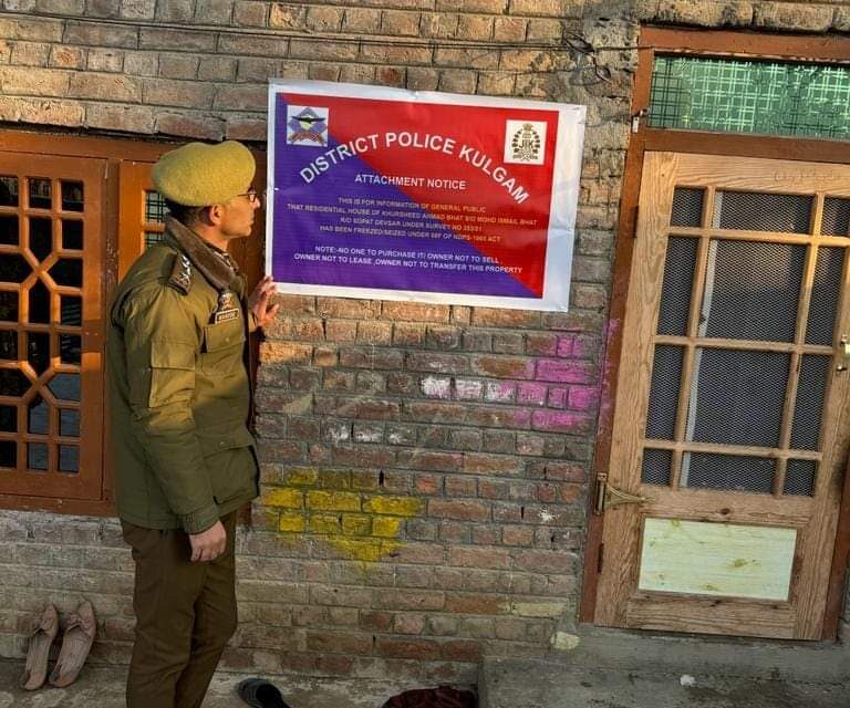 Property of notorious drug peddler worth lakhs attached in Kulgam