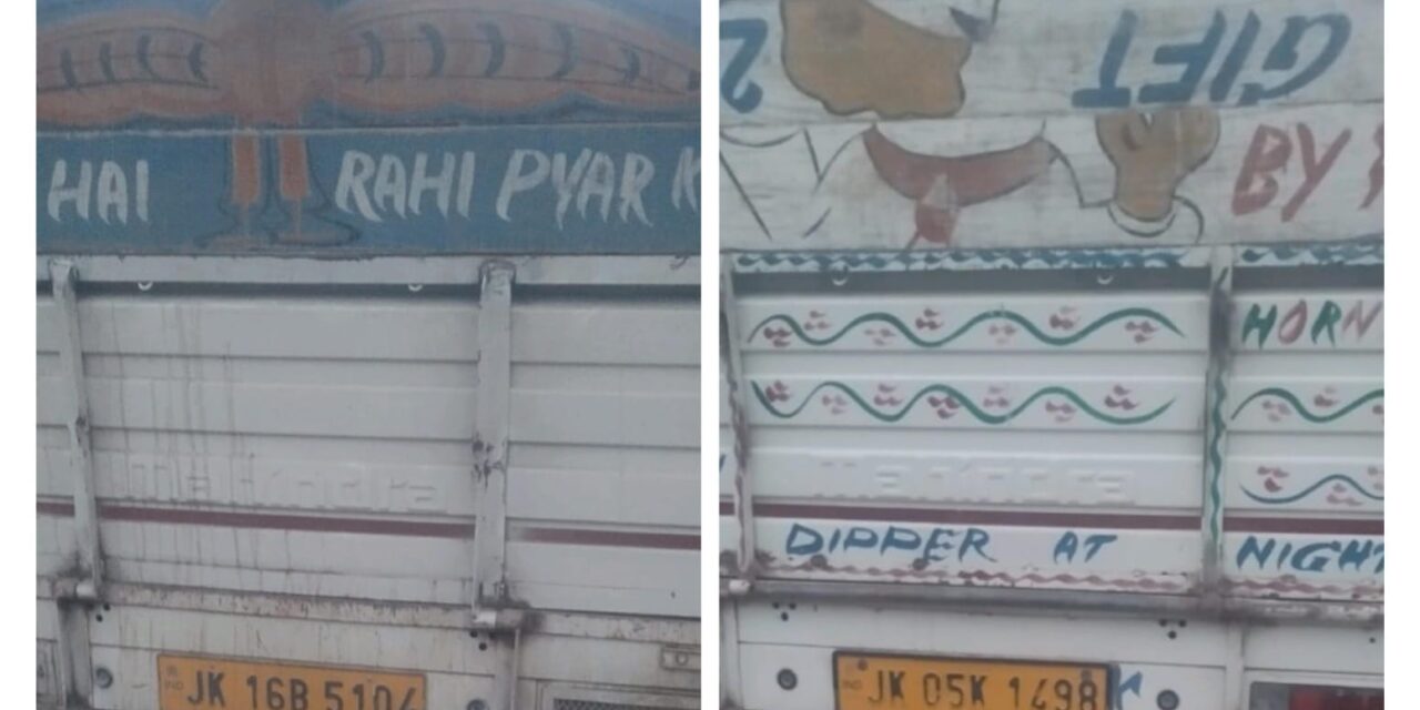 Two vehicles involved in ferrying illegal material seized by Geology Mining department Ganderbal