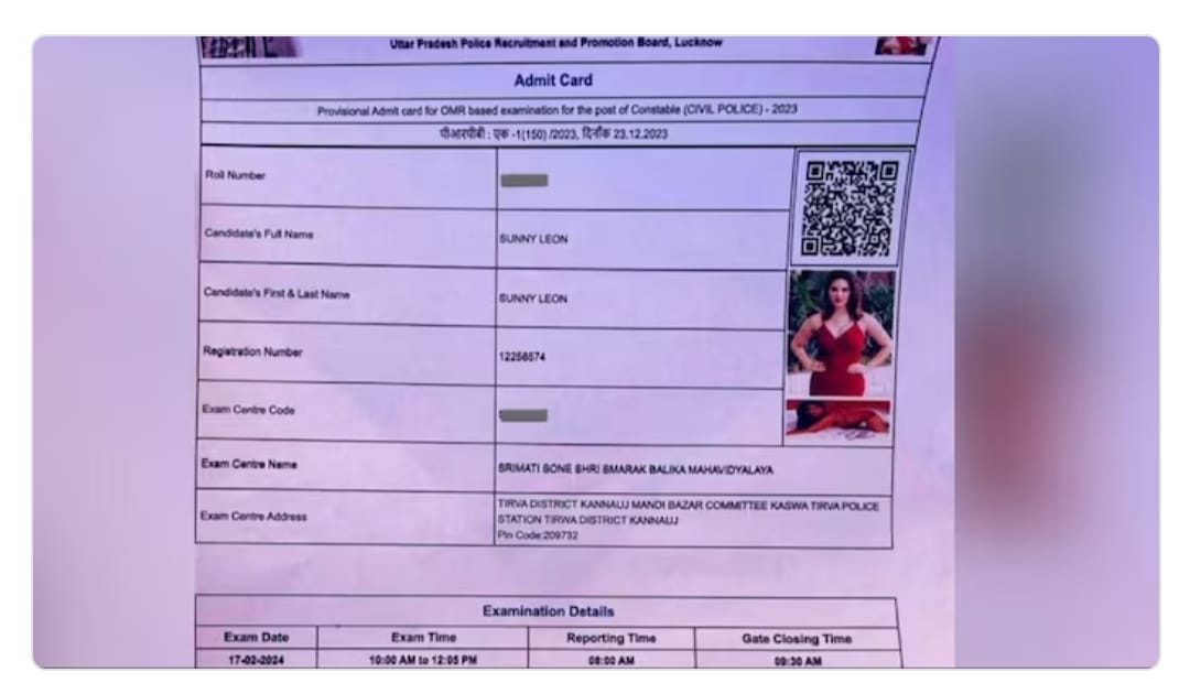 Sunny Leone’s photo on UP police exam admit card goes viral, board deems it fake