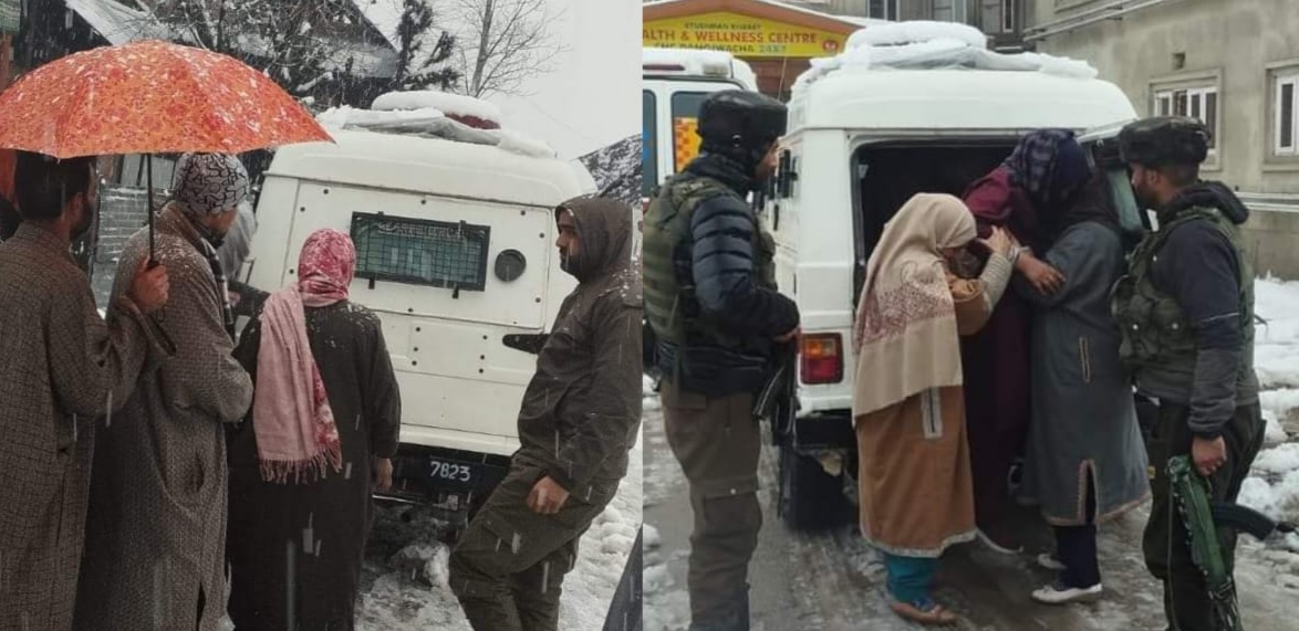 Police rescues Pregnant women amidst heavy snowfall in Sopore