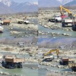 Material for flood protection works transported through wet patches, Threatens aquatic life of Nallah sindh