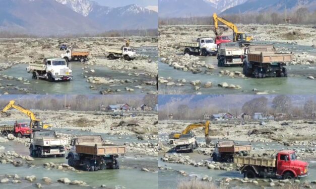 Material for flood protection works transported through wet patches, Threatens aquatic life of Nallah sindh