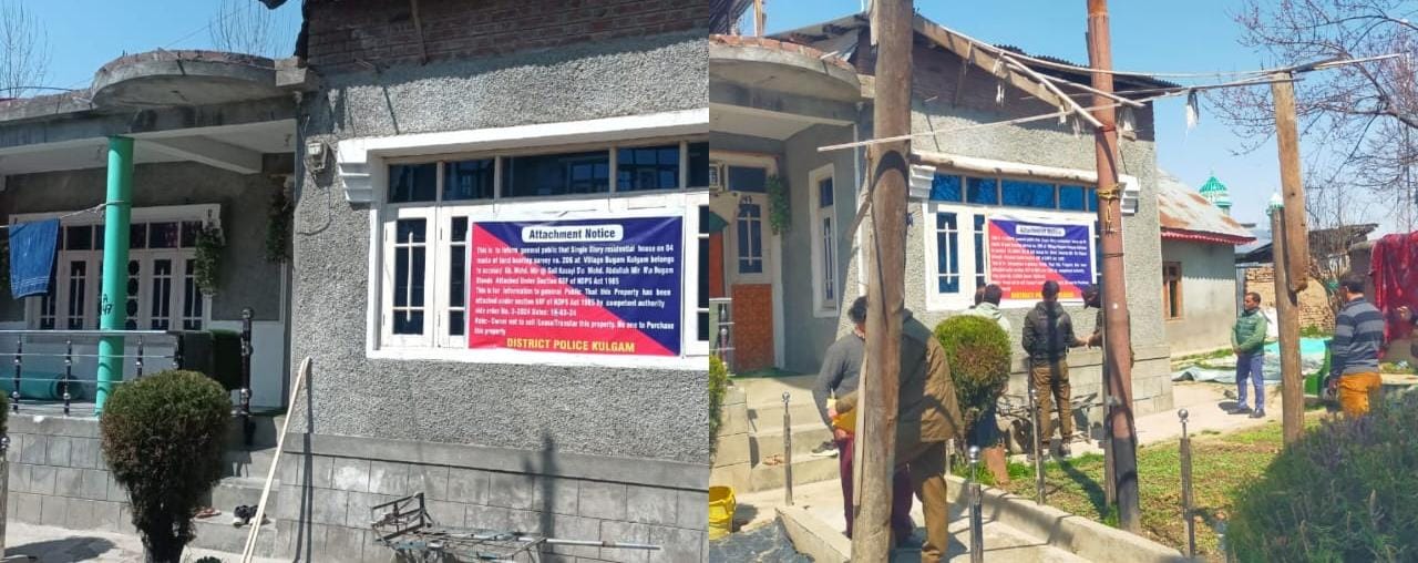 Police attaches illegal property worth lacs of notorious drug peddler in Kulgam