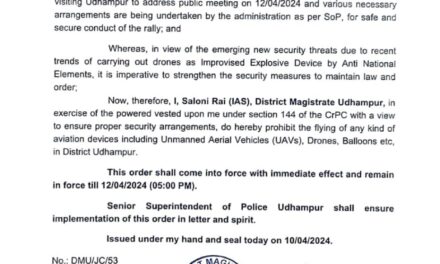 Ahead of PM visit, authorities prohibit flying of aviation devices in Udhampur