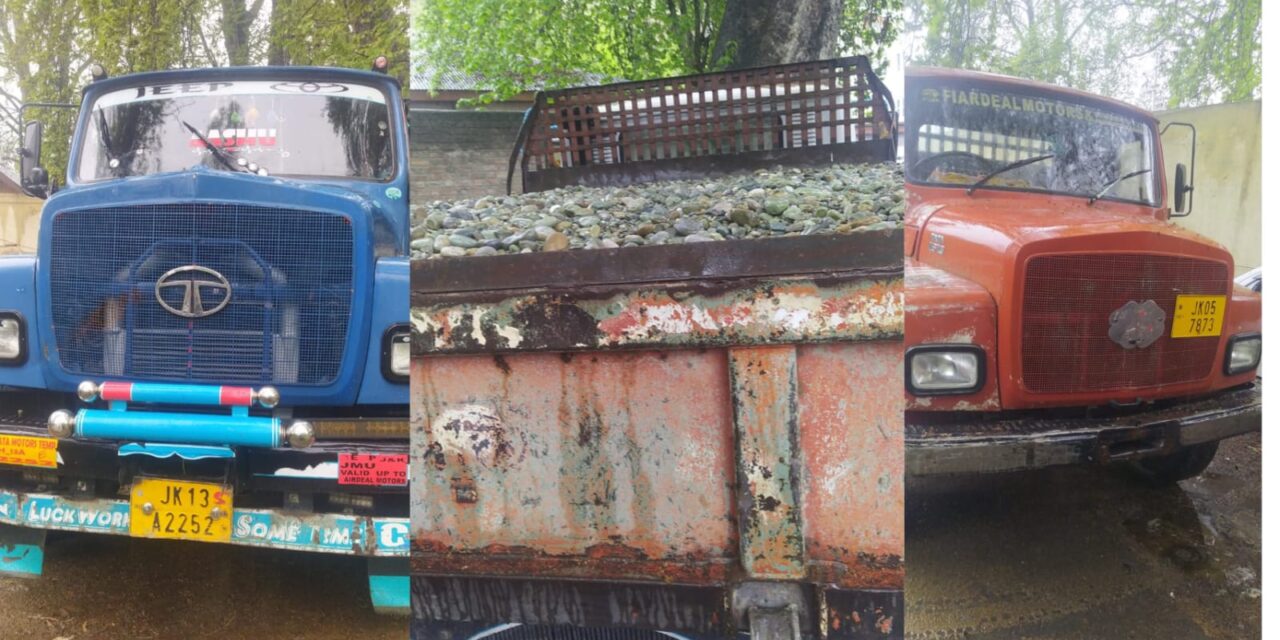 Illegal extraction & transportation of minerals:Ganderbal Police seized 03 vehicles & arrested 03 persons