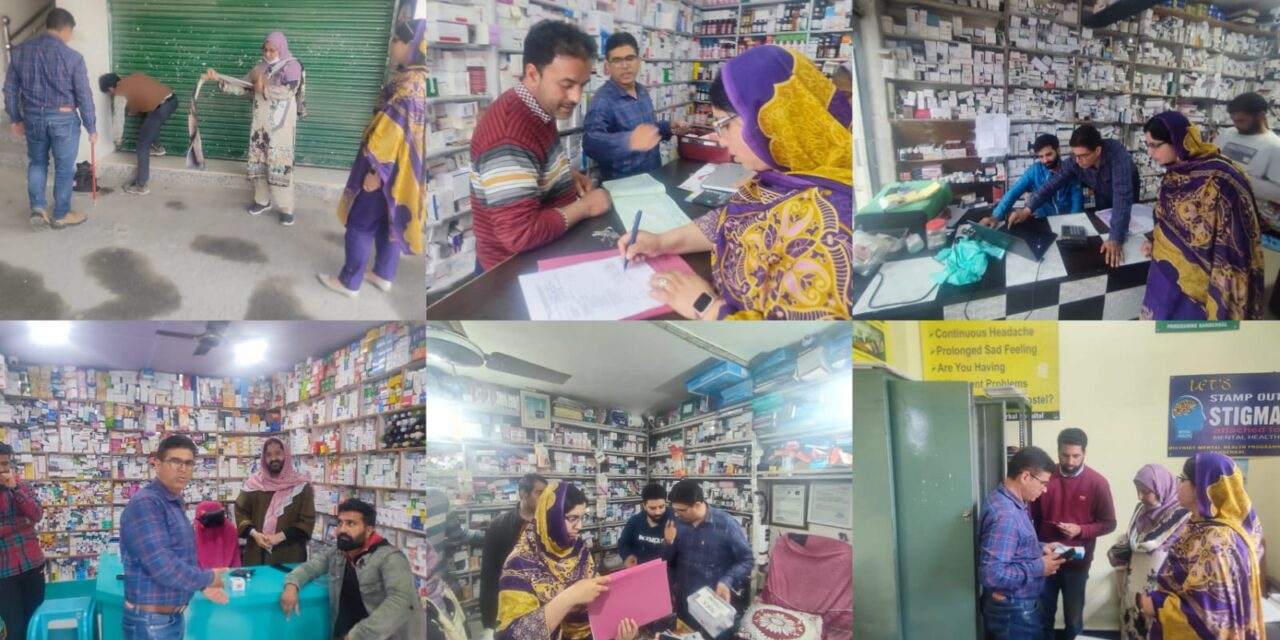 Drug Controller department Ganderbal and Bandipora suspended 4 medical shops.
