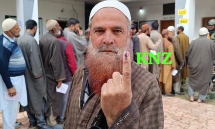 Enthusiastic voters line up outside polling stations in J&K’s Srinagar LS seat