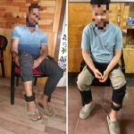Sopore Police fix GPS tracker anklet on two bailed-out terror associates.