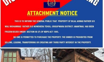 Anantnag Police Attach Properties Worth ₹1 Crore in Major Crackdown on Narcotics Offenders