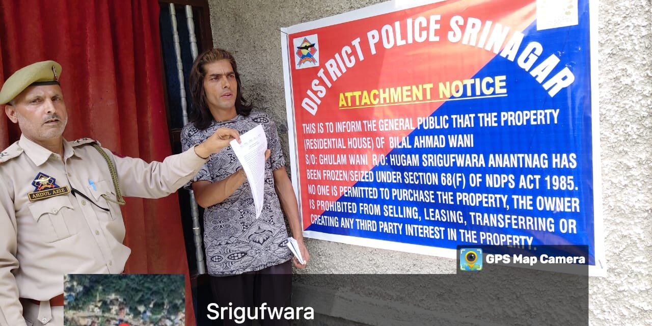 Srinagar Police Attaches Property Worth ₹50 Lakh of Notorious Peddler; Drug Money Seized
