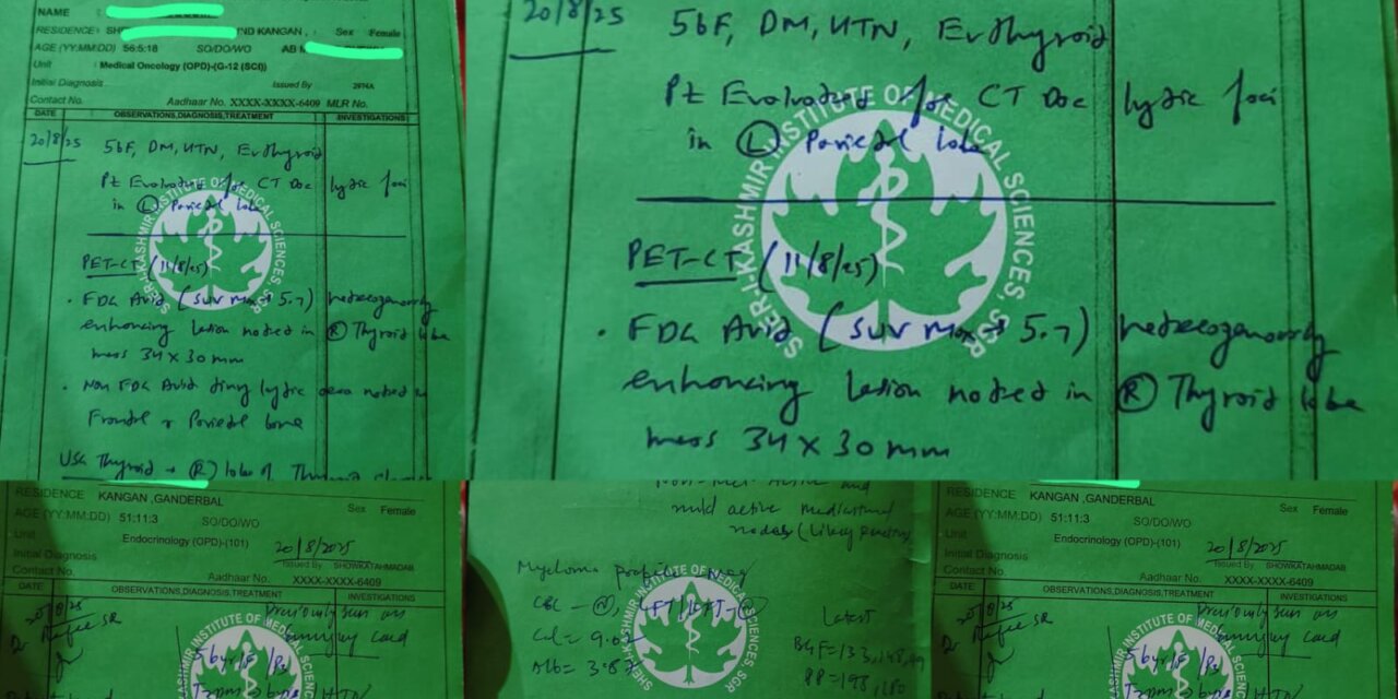 Kangan Patient Denied FNAC Report at SKIMS; Family Alleges Arrogant Behaviour by Staff