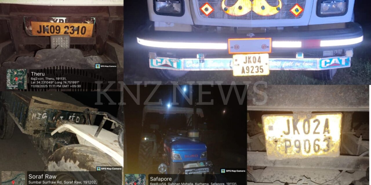 Ganderbal Police Tightens Noose on Illegal Mineral Extraction, 5 Vehicles Seized,02 FIRs Registered