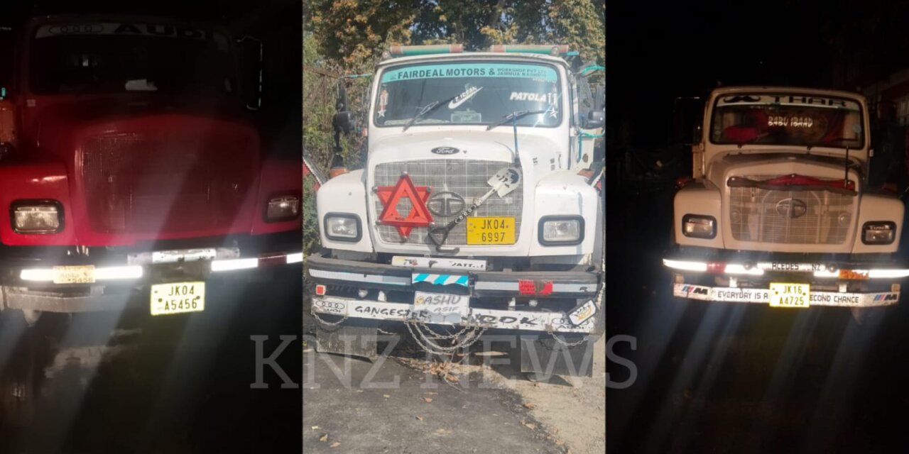 Ganderbal Police Acts Tough Against Illegal Mining; FIR Registered, 03 Tippers Seized in Joint Operation with Geology & Mining Department