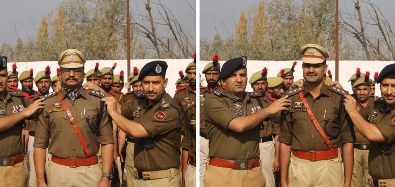 Moment of Honour at DPO Ganderbal as Two Officers Adorned with Dy.SP Rank Insignias