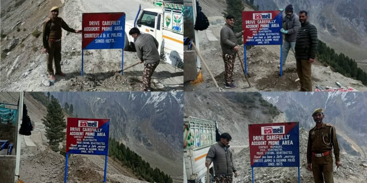 Ganderbal Police Installs Safety Signboards in Zojila Sector Under “Operation Bachao” to Prevent Road Accidents
