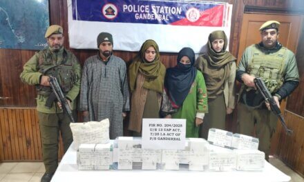 Ganderbal Police Arrest Two Terror Associates; Arms, Ammunition and ₹8.4 Lakh Cash Recovered