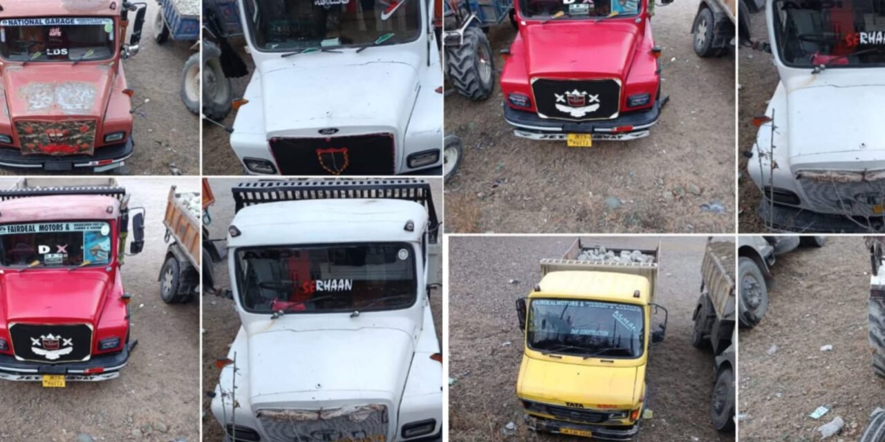 Illegal Mining Busted in Ganderbal, 9 Vehicles Seized by Ganderbal Police
