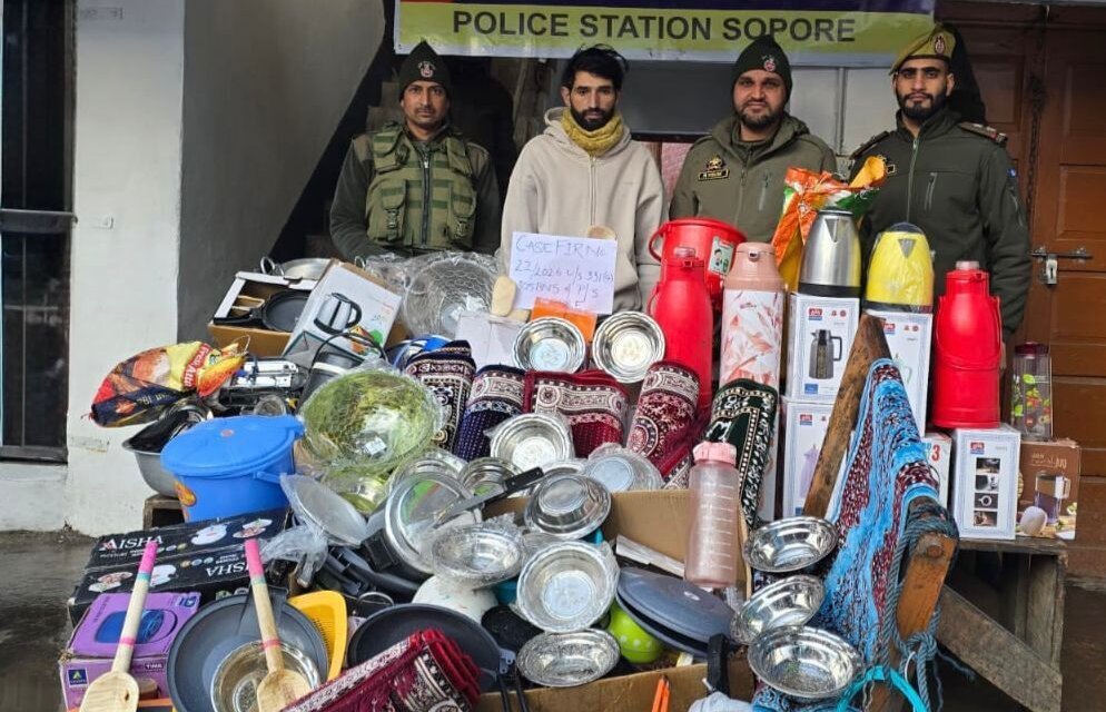 Sopore Police Solve Burglary Case Within 24 Hours; Stolen Property Recovered and Accused Arrested