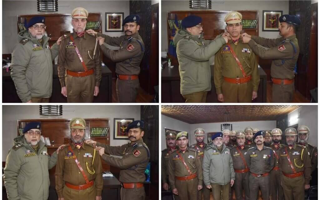 SSP Budgam Pins Ranks to Newly Promoted Police Officials