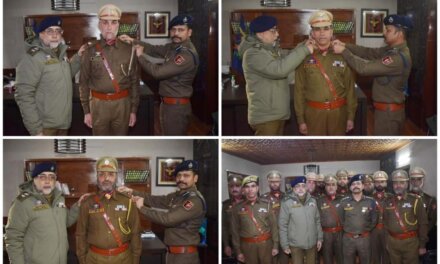 SSP Budgam Pins Ranks to Newly Promoted Police Officials