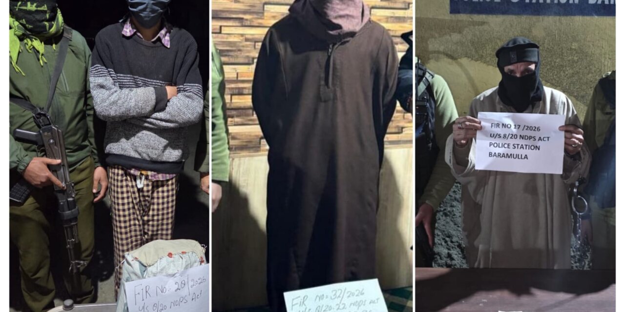 J&K Police arrests 04 drug peddlers; contraband substances recovered