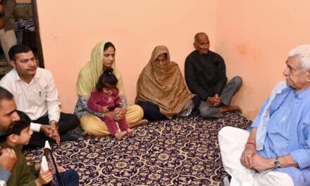 LG Manoj Sinha Visits Family of SSF Personnel Killed in Road Accident