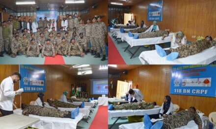 CRPF 118 Battalion Organizes Blood Donation Camp in Ganderbal on 87th Raising Day