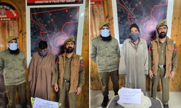 Police arrests 02 drug peddlers in Anantnag; Contraband substances recovered