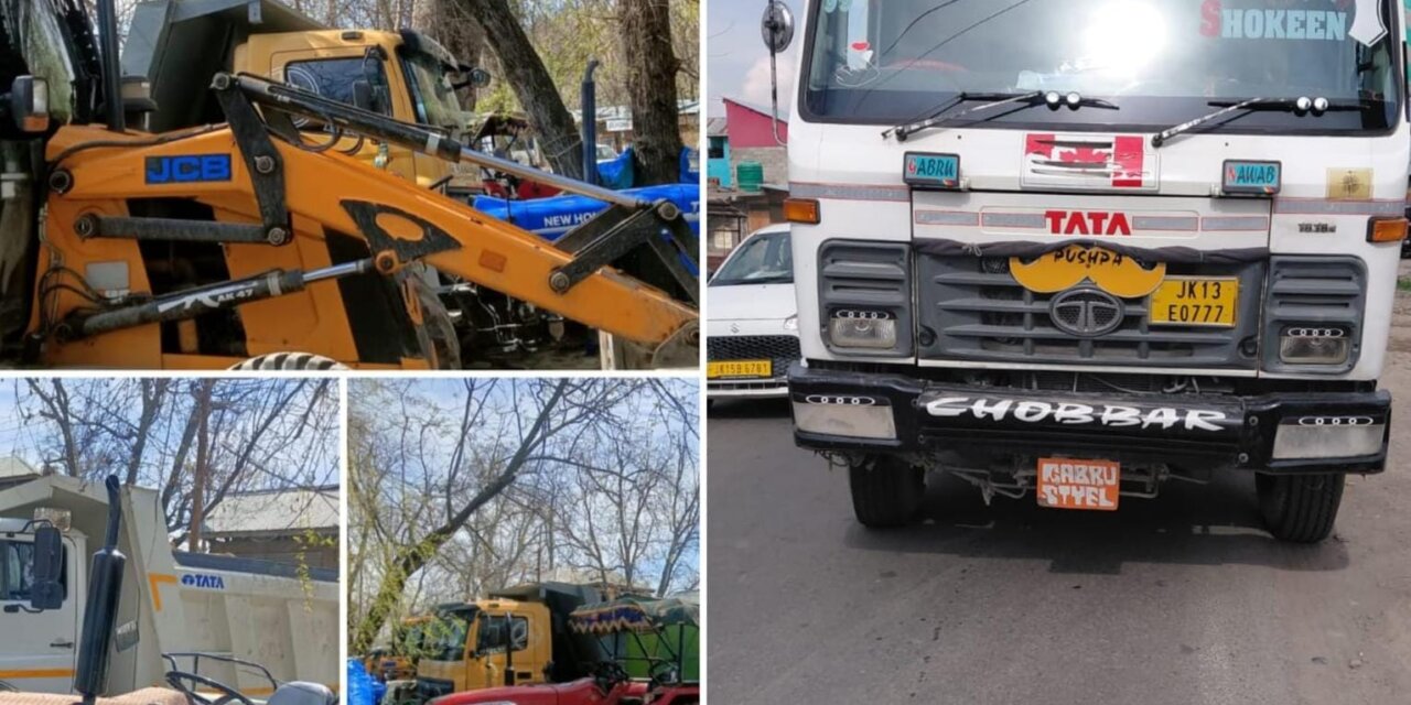 Police seize vehicles & machinery in Pulwama for illegal extraction & transportation of minerals