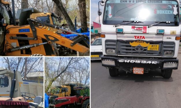 Police seize vehicles & machinery in Pulwama for illegal extraction & transportation of minerals